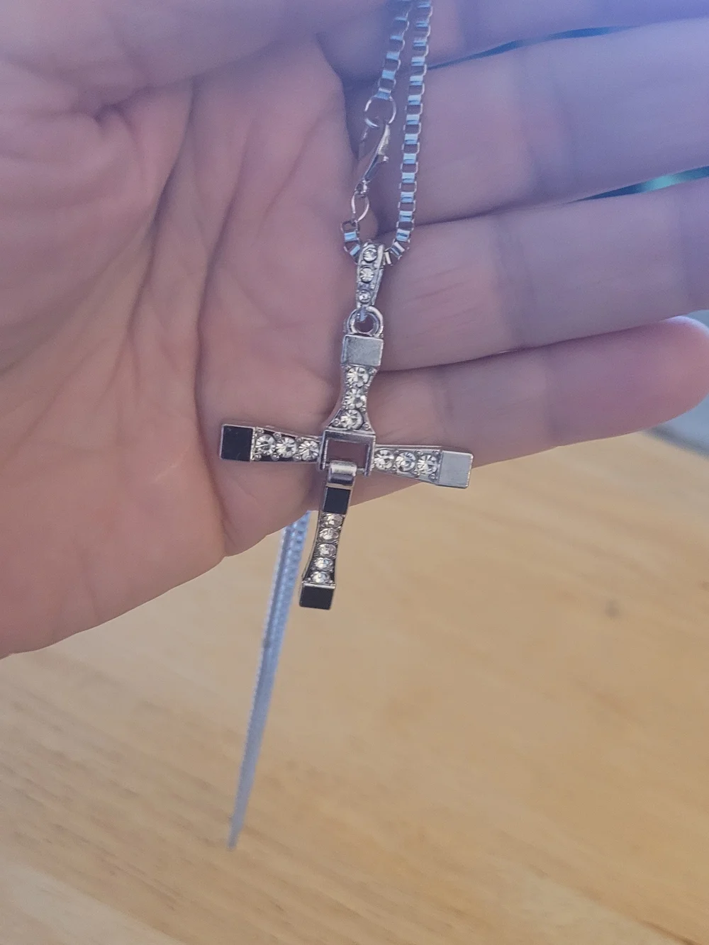 Silver Crystal Cross Pendant Necklace - Elegant Jewelry